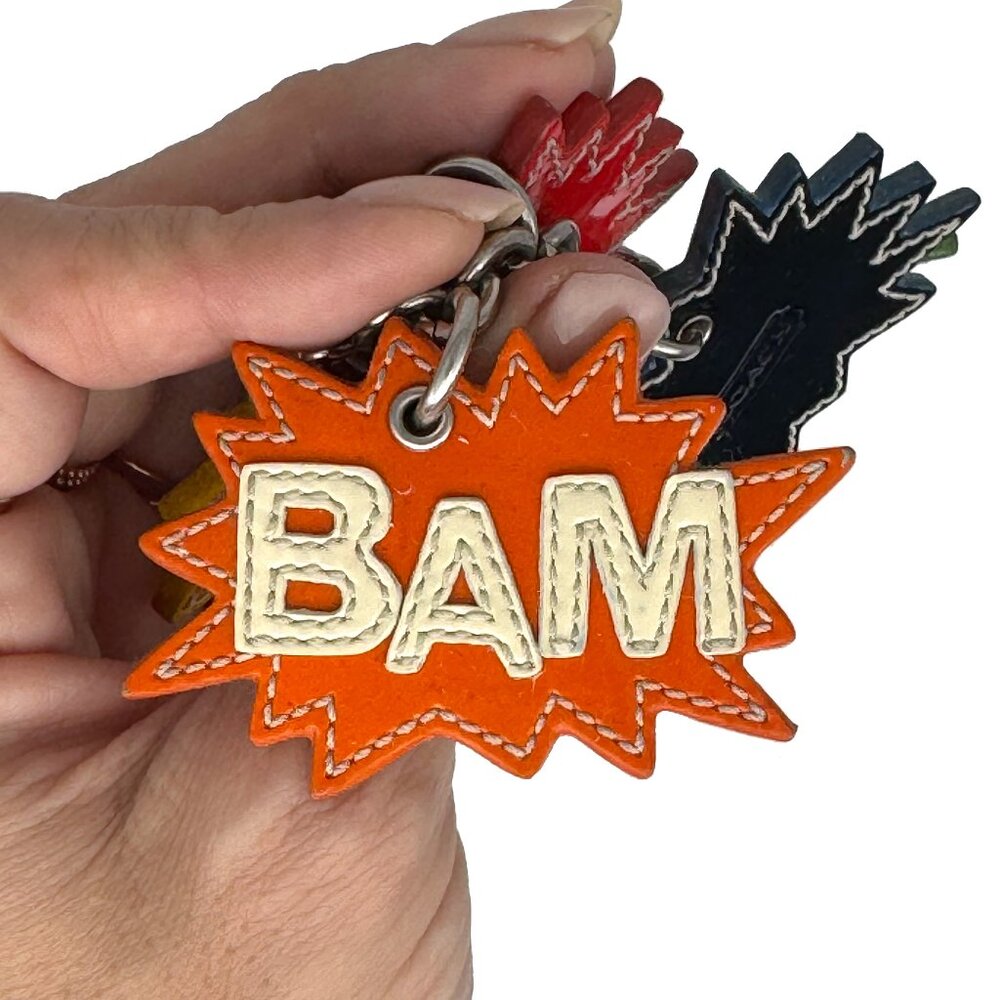 **Rare** COACH Comic Book Action Sounds Leather Keychain Bag Charm EUC - Picture 4 of 10